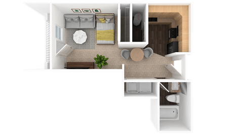 Floor plan for studio, 1 bath, 539 sqft